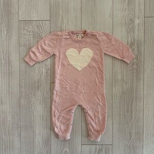 Pink Baby Knit Onesie with Heart Design